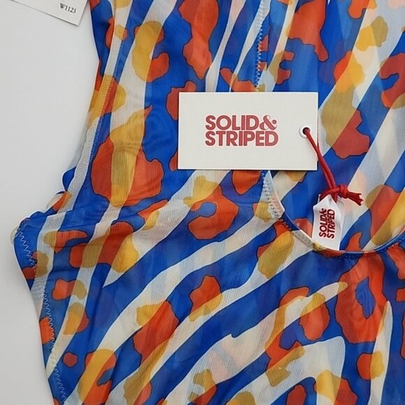 NWT SOLID  STRIPED Luela Leopard Zebra Blue Orange Print Mesh Swimsuit Sz M - Picture 7 of 14